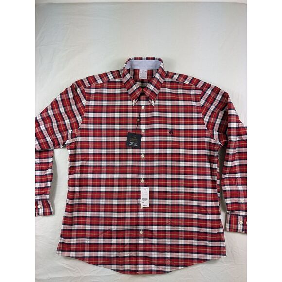 Brooks Brothers Shirt Mens XL Red Check Regent Button Up‎ Long Sleeve Non Iron
